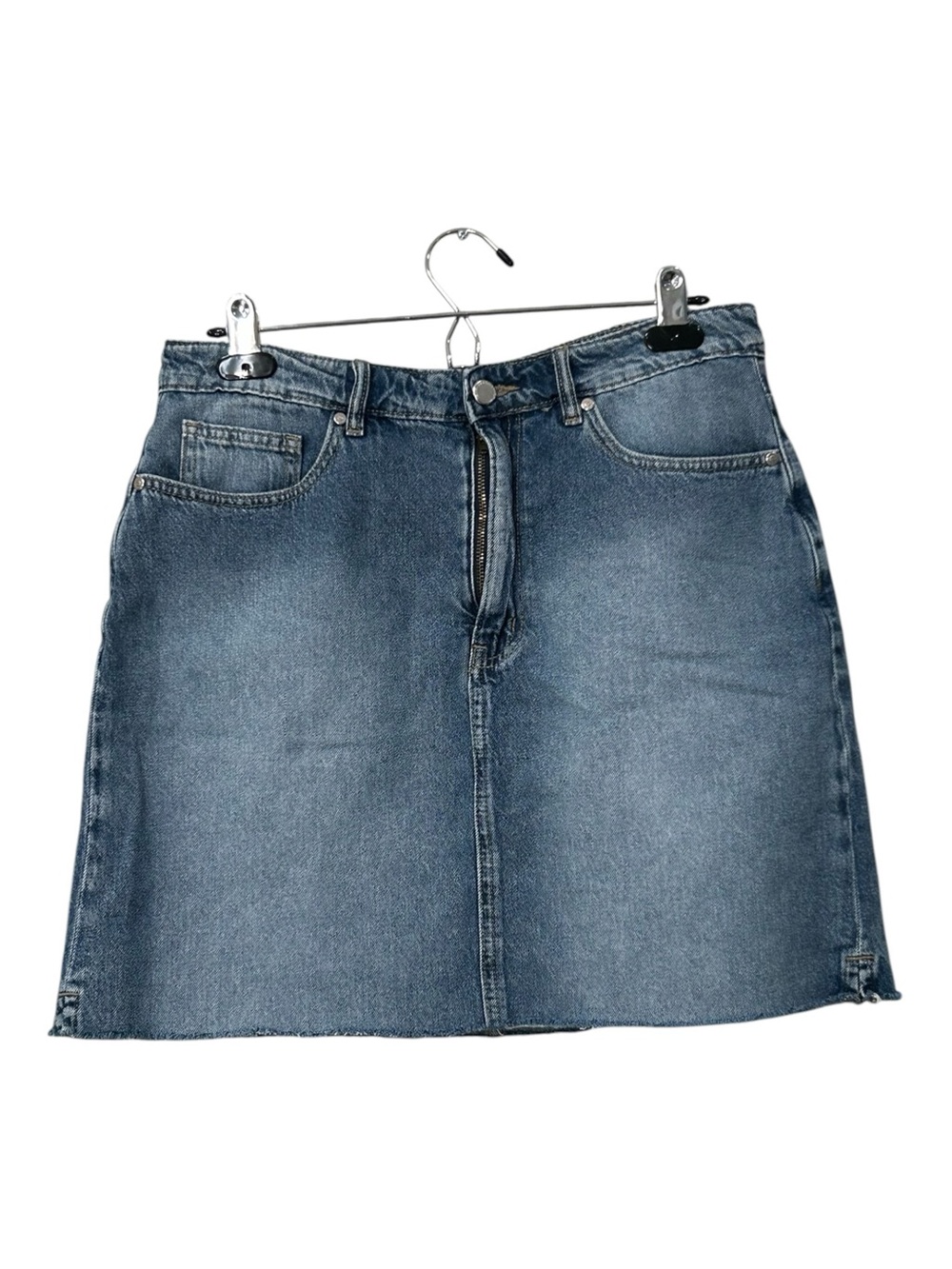 Rebecca Minkoff Raw Hem Denim Skirt Size 8 Light Wash Mini Length Cotton Jean - Picture 1 of 12